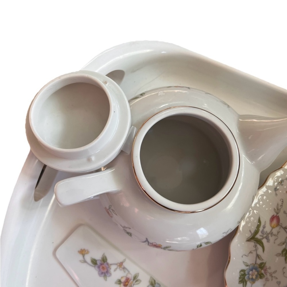 Andrea By Sadek Porcelain Cake Plate Server ,Three
Coffee Cups Tea Pot Set Of 7 - Picture 6 of 12